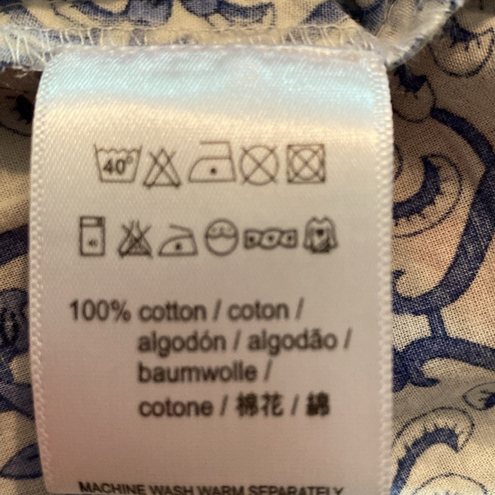Anthropologie Ro's Garden Cotton Tiered Maxi Dress Blue White SMALL - Picture 9 of 9